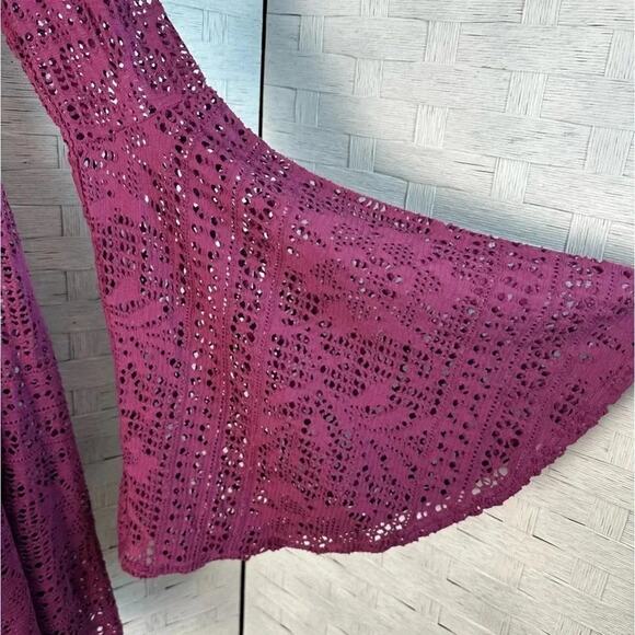 Free People Beach Goldie Swing cover-up Dress, lace costal trumpets sleeves - Picture 4 of 7